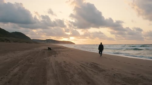 A Lonely Man Walks On The Beach 2
