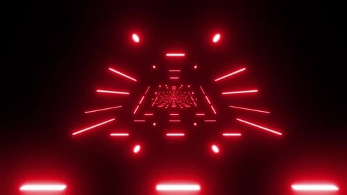 Neon Light Tunnel Animation with Geometric Shapes