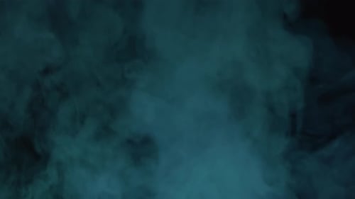 Abstract Teal Smoke Rising on Black Background