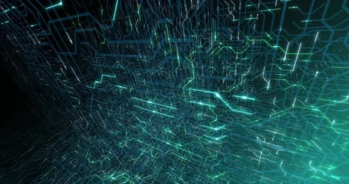 4K seamless loop of printed circuit board (PCB) in motion.