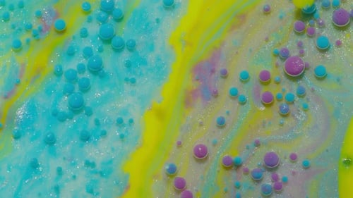 Abstract Colorful Liquids Mixing in Close-Up