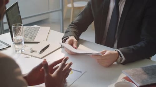 Contract Signing and Handshake in Modern Office