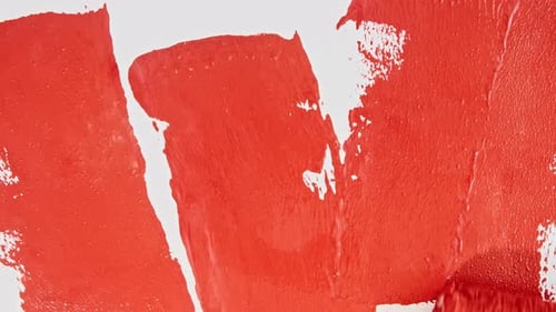 Abstract Brushstrokes of Red Paint Brush Applied Isolated on a White Background