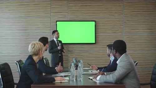 Presenter Speaks to Colleagues in a Conference Room