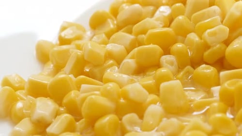 Macro View of Shiny Yellow Corn Kernels