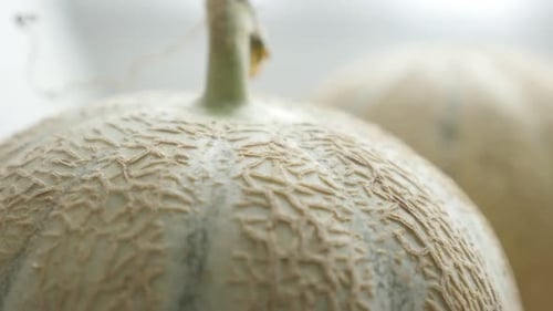 Paire de délicieux melons frais, fond de nourriture, inclinaison lente, 4K, 2160p, 30 images par seconde, vidéo inclinable UltraHD - Santé