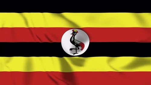 Uganda National Flag Waving Loop Animation