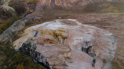 Natural formation travertines. Turkey.