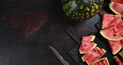 Sliced on a Cutting Board a Ripe Watermelon.