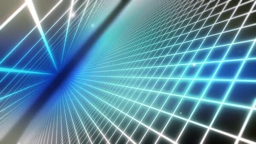 Futuristic Neon Grid Tunnel Seamless Loop Background