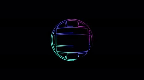 Ballsymbol, abstrakte, nahtlose Animation von 4K-Neonlinien. Schöne Animation von mehrfarbigem Neon