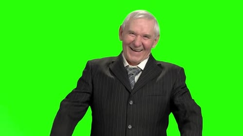 Joyful Senior Man Smiling on Green Screen