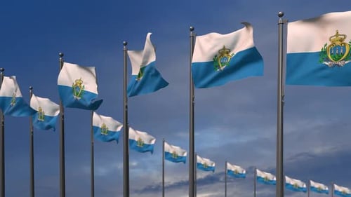 The San Marino Flags Waving In The Wind 2K