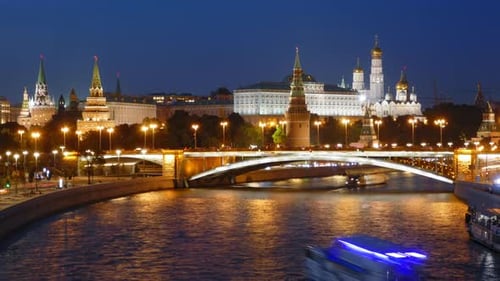 Night Hyper Lapse of Moscow Kremlin