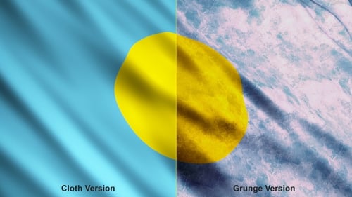 Palau Flag Waving Seamless Loop with Grunge and Clean Styles