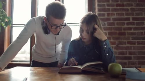 Student Colleagues Helping Each Other in Studying