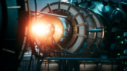Futuristic Cyberpunk Power Plant Thermonuclear or Nuclear Reactor