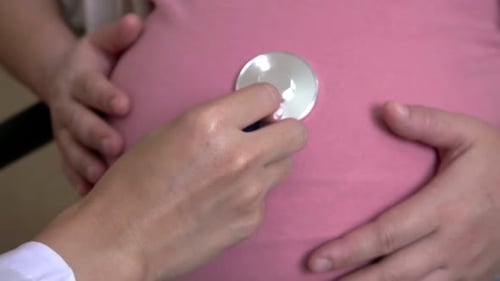 Pregnant Woman and Gynecologist Doctor at Hospital