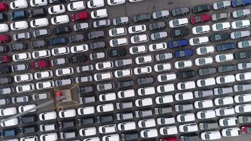 Aerial View of Cars Parked in Rows