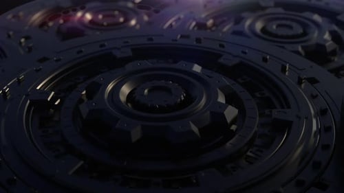 Dark Rotating Gears Futuristic Mechanical Background
