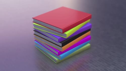 Animated Stack of Colorful Books Loop