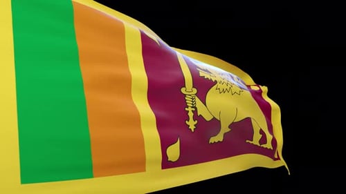 Sri Lanka Flag Waving in Realistic Seamless Loop