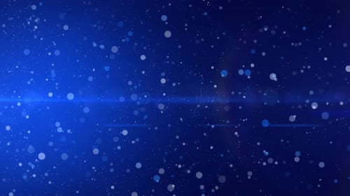 Flying Particles Blue Color With Optical Flare Looped