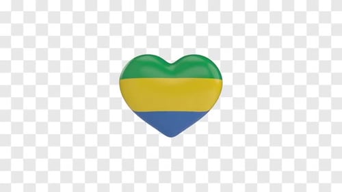 Gabon Flag on a Rotating 3D Heart