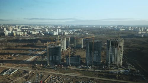 Aerial View of Construction Site in City