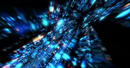 Abstract Futuristic Digital Tunnel Flythrough Motion Background