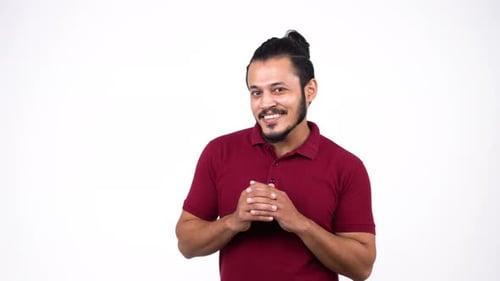 Handsome Young Adult Smiling Portrait on White