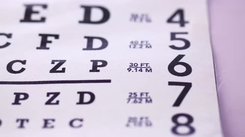 Close Up of a Vision Chart for Eye Testing