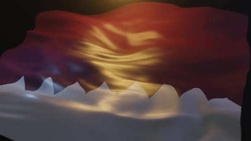 Waving Flag of Qatar Realistic Animation