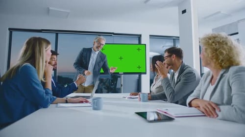 Team Meeting with Green Screen Presentation