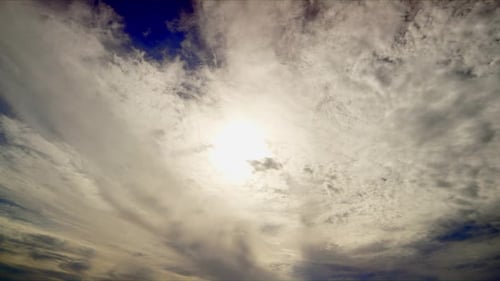 An Ocean of Clear Clouds on A Deep Blue Sky Covers the Sun