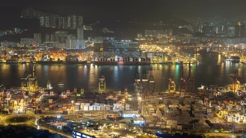 Hong Kong Port Terminal Night Time Lapse China