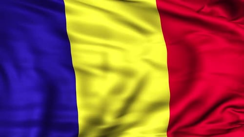 Romania National Flag Waving Seamless Loop Animation