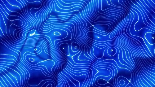 Abstract Blue Background with Glowing Contour Lines Animation