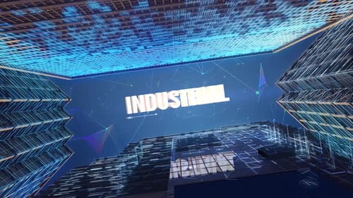 Futuristic Corporate City Network Text Reveal