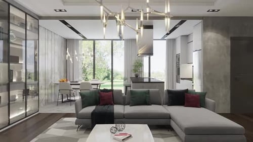 Modern Living Room Interior Design with Sectional Sofa