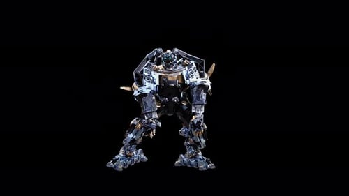 3D Animated Futuristic Robot Posing on Black Background