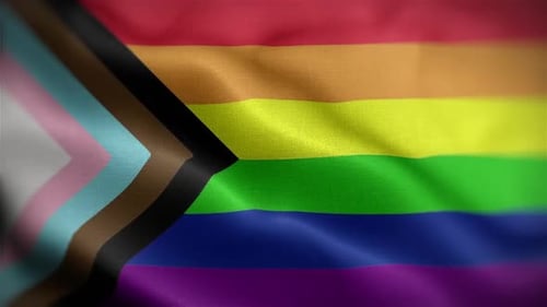 Waving Progress Pride Flag Representing Diversity and LGBTQ+ Community