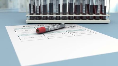 Medical Blood Test Results Form with Pen Checking Status
