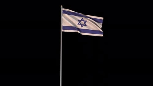 Waving Israel National Flag Alpha Channel