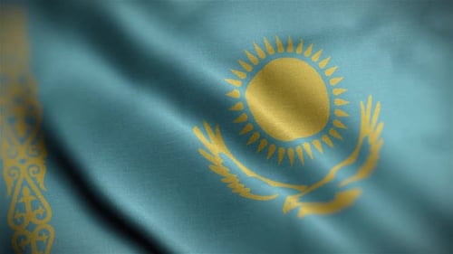 Realistic Waving Kazakhstan National Flag
