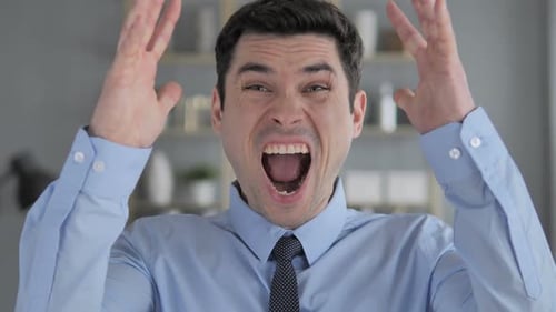 Furious Man Yelling in Anger Close Up