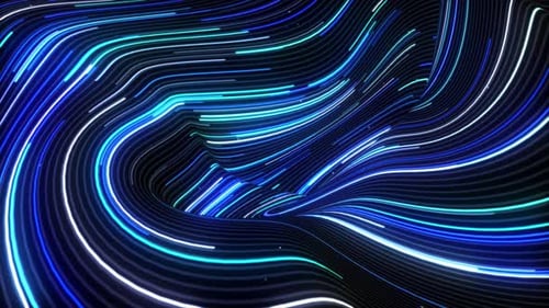 Abstract Flowing Neon Lines Technology Loop Background