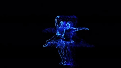 Futuristic Particle Dance Figures Animation