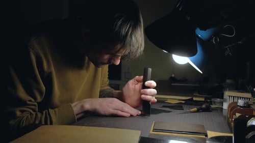 Tanner Working in Workshop