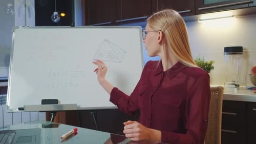 Female Tutor Teaching Math Online at Home